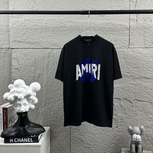 AMIRI Black T-Shirt with Blue and White Design